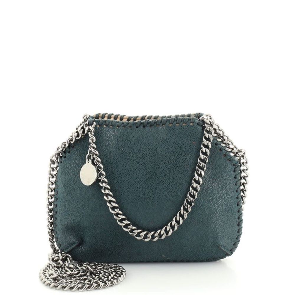 Stella McCartney Falabella Fold Over Crossbody Bag Shaggy Deer Tiny Green